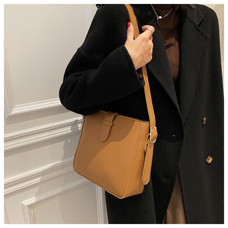 Menas Túi Đeo Vai Bằng Da PU Trơn Màu Thời Trang Mới Cho Nam