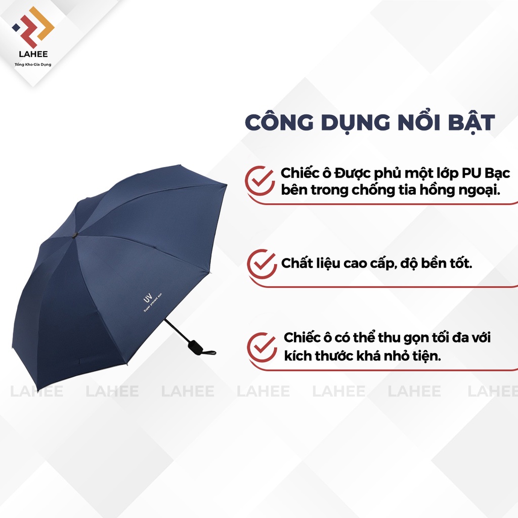 Ô che mưa che nắng, dù gấp gọn phủ lớp chống tia UV che nắng đi mưa ngoài trời cầm tay cao cấp