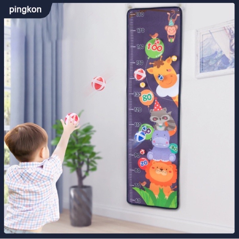 Thước Đo Chiều Cao kèm bảng mục tiêu ném bóng dính 2in1 cho bé