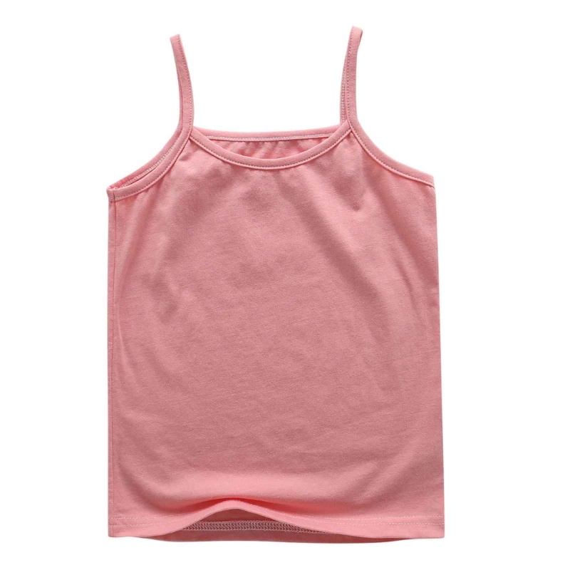 Áo Tank Top Hai Dây Bằng Vải Cotton Màu Trơn Thời Trang Mùa Hè Cho Bé Gái
