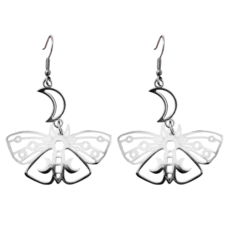 Bông Tai Kim Loại Hình Mặt Trăng Phong Cách Gothic Punk Cho Nữ