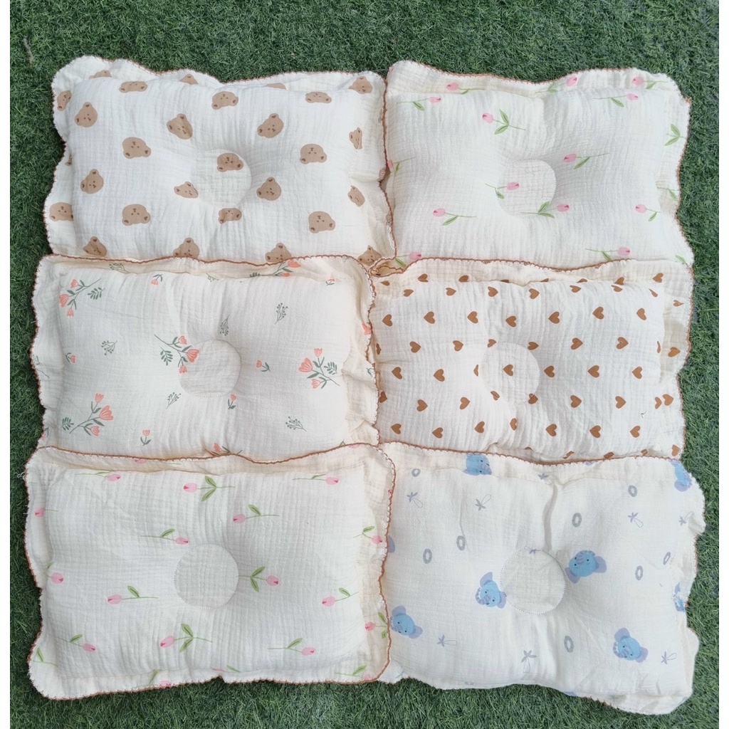 Gối Xô Muslin Cho Bé Sơ Sinh, Gối Bông Lõm Xô Cao Cấp Gx5