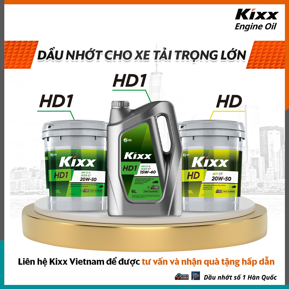 [ CHÍNH HÃNG ] Nhớt động cơ ô tô Diesel tổng hợp toàn phần Kixx HD1 CI-4 / ACEA E7
