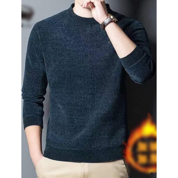 Áo nhung nam cổ tròn lót lông,  áo nam cá sấu hot hit