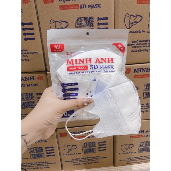 Thùng 100 chiếc khẩu trang 5D kháng khuẩn cực tốt