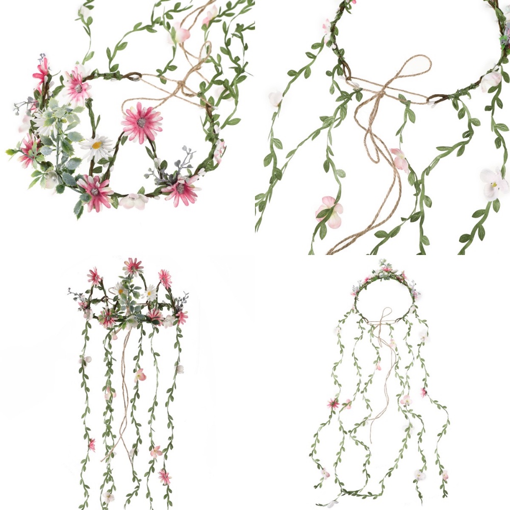 Vòng Hoa Giả Phối Tua Rua Cài Tóc Thời Trang Cho Cô Dâu