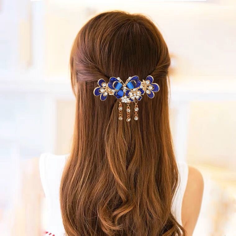 Kẹp tóc tua rua Haimeikang hình hoa bướm đính đá thời trang Hàn Quốc