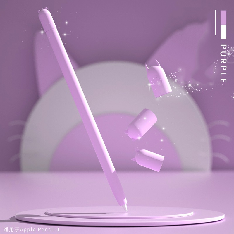 Vỏ Bảo Vệ Bút Cảm Ứng tương thích cho compatible for apple pencil 2 1 Bằng Silicon Màu Kẹo Hình Tai Mèo Dễ Thương