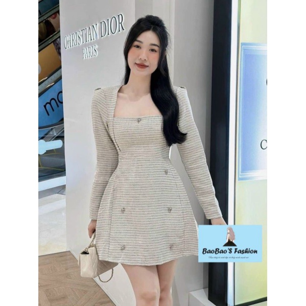 Đầm dạ thiết kế đính đá sang chảnh