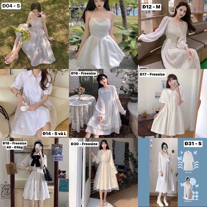 Đầm Trắng Ulzzang Thiết Kế Phong Cách Hàn Âu Cực Xinh