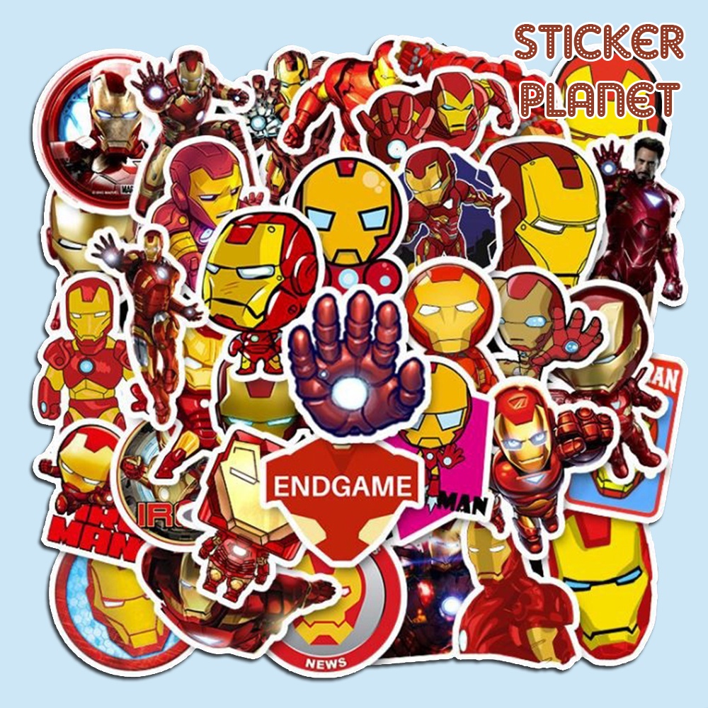 Sticker iron man chủ đề Marvel người sắt trang trí mũ bảo hiểm, đàn, guitar, ukulele, điện thoại laptop
