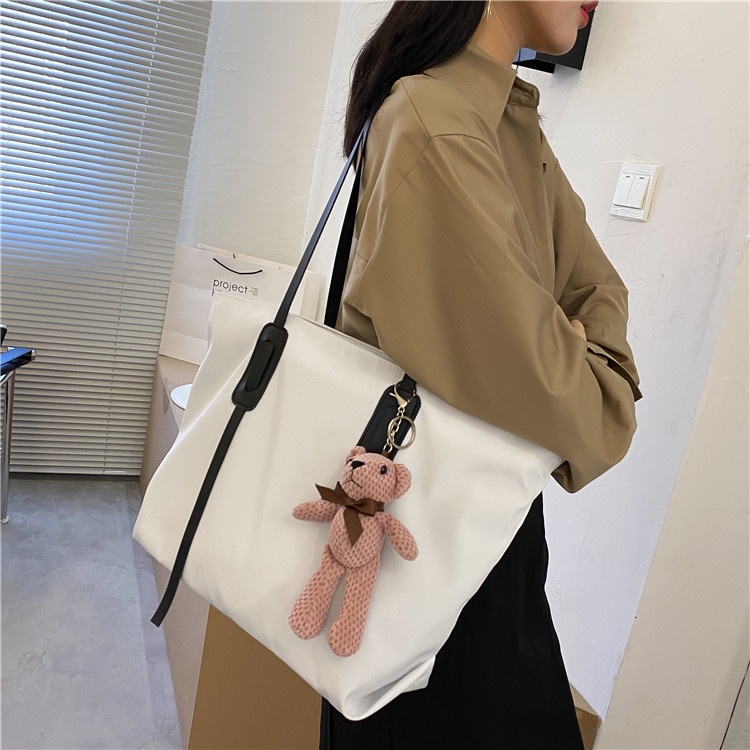 Túi xách công sở to CHIC & CHEAP vải oxford chống thấm nước, phong cách thời trang, đi học, túi tote dáng rộng LMA-0