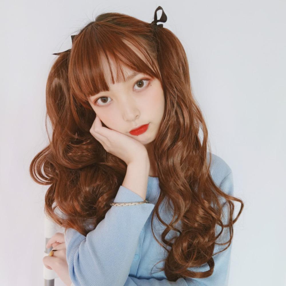 LOMBARD Tóc Giả Xoăn Đuôi Ngựa Dài Màu Nâu Bằng Sợi Chịu Nhiệt Hóa Trang Lolita Dễ Thương Cho Nữ