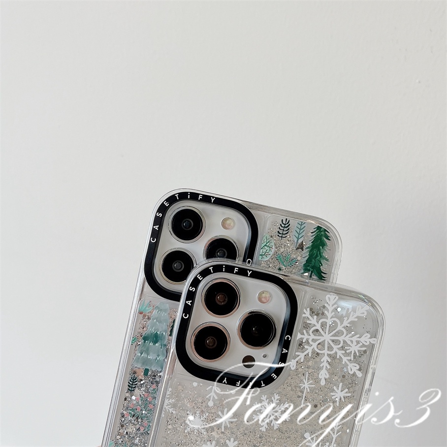 Ốp Điện Thoại Acrylic Mềm Trong Suốt Phối Kim Tuyến Nước Hình Bông Tuyết Cho iPhone 14 13 12 11 Pro Max Plus