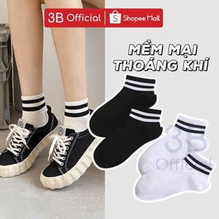 Tất cổ ngắn học sinh kẻ ngang chất cotton 3B dày dặn- 