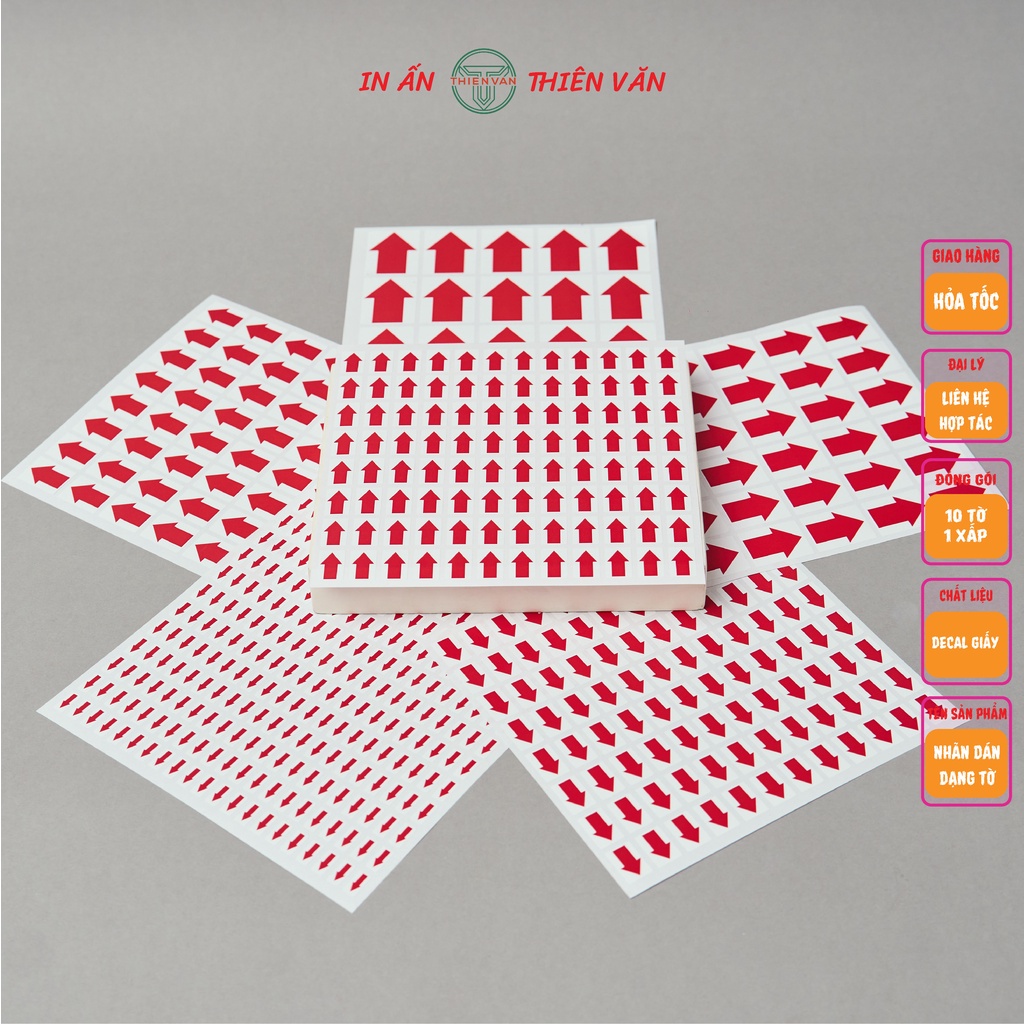 Combo 200-2520 Tem Chữ nhật mũi tên đỏ đánh dấu, tem dán lỗi , Nhiều Kích Thước - Thiên Văn