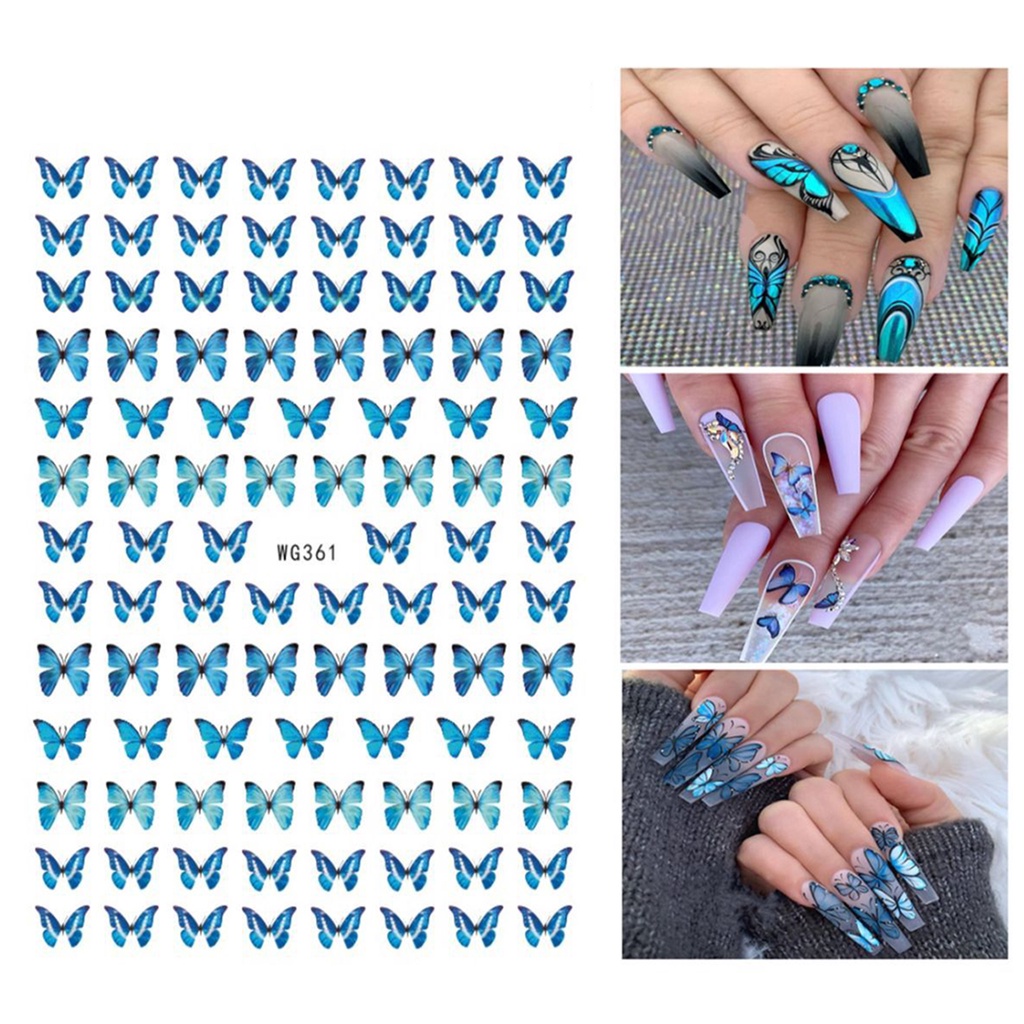 Miếng Dán Trang Trí Móng Tay Chống Nước Hình Bướm Tinh Tế