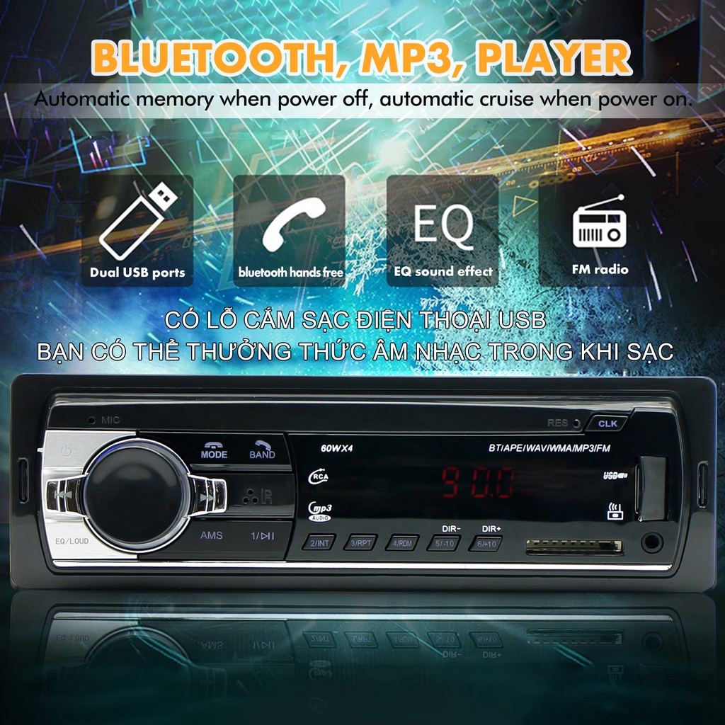 máy nghe nhạc mp3 JSD520,đầu mp3 bluetooth xe tải 12v,bluetooth Cho Xe Hơi, hỗ trợ MP3 / USB / SD / AUX-IN / FM | BigBuy360 - bigbuy360.vn