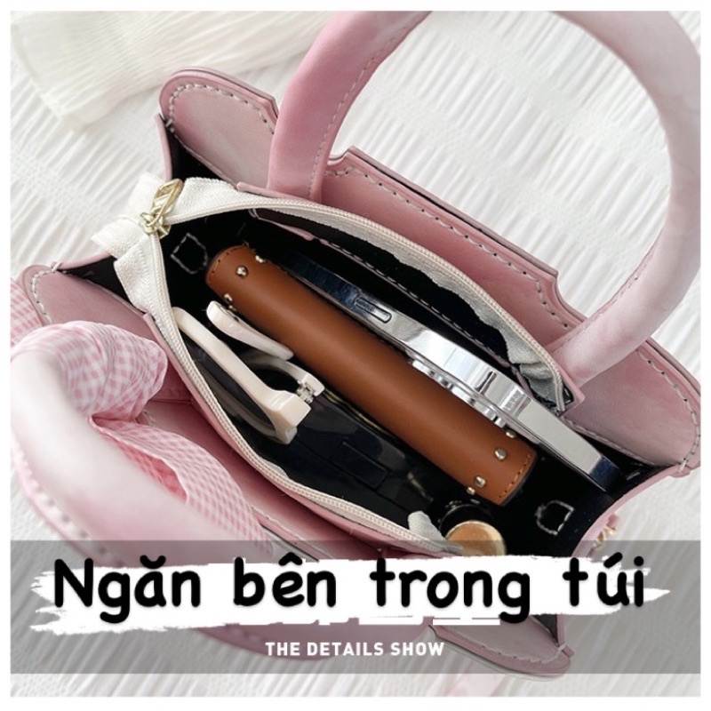 Túi tự đan da PU cao cấp kèm dây nơ - Túi handmade đeo chéo làm quà tặng người yêu