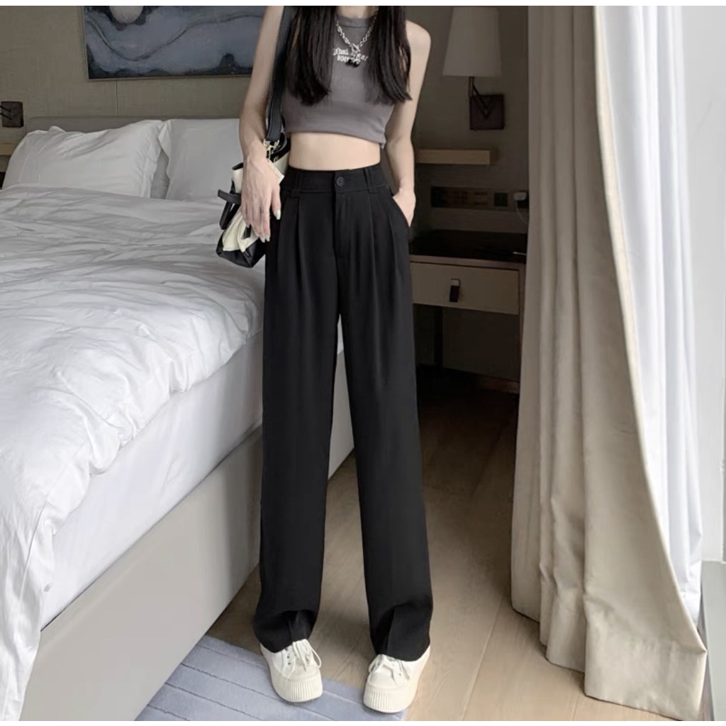 Quần ống rộng cạp cao 1 nút. Hàng cao cấp. chất mềm, có độ rủ, sẵn đủ màu (Y1-301)