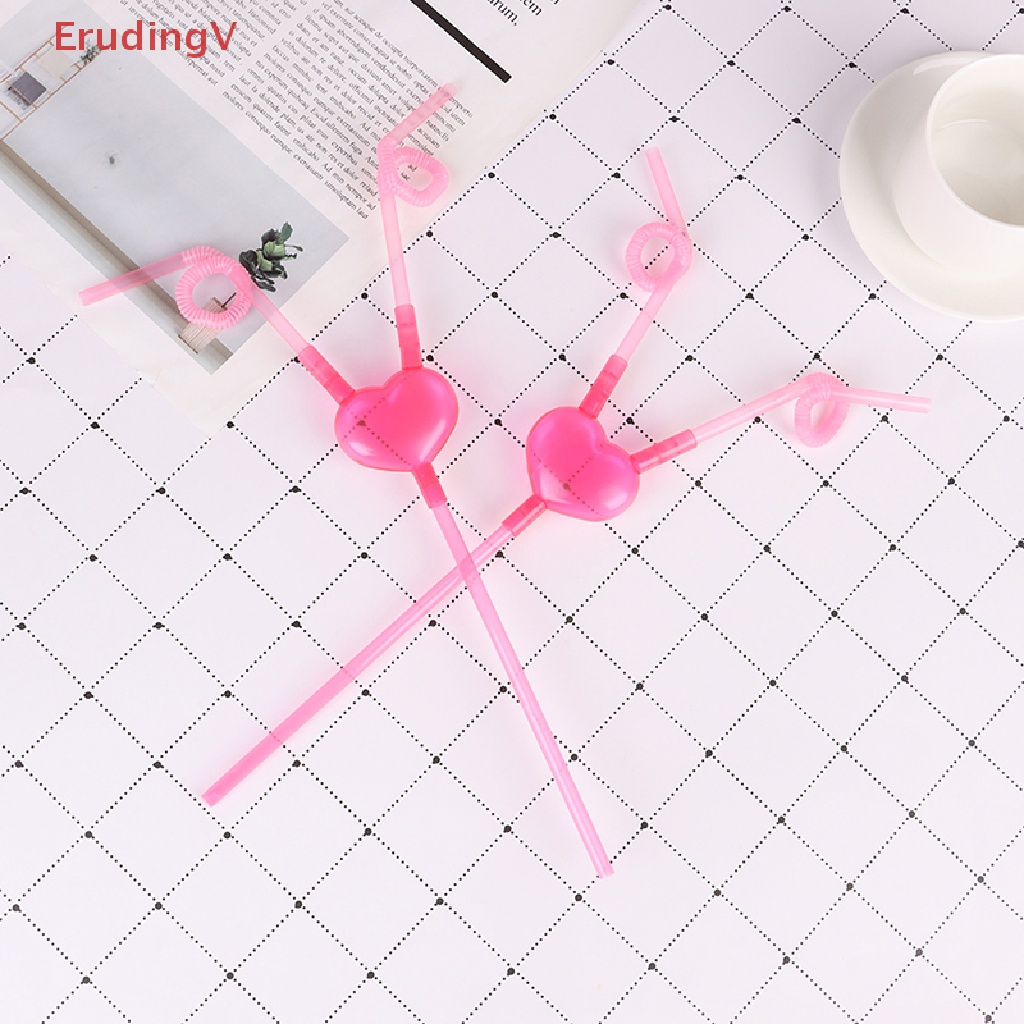 [ErudingV] Ống Hút Đôi Hình Trái Tim Độc Đáo Linh Hoạt Cho Quán Bar [Mới]