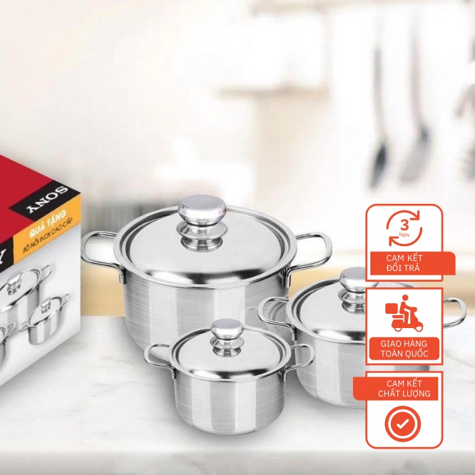 Bộ Nồi Sony Inox 3 Cái
