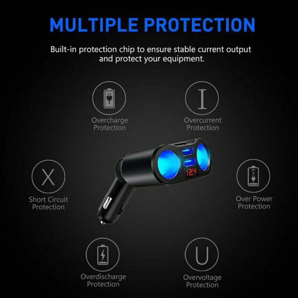 2 Jack Bật Lửa Ô Tô Cắm USB Đa Năng 12V-24V