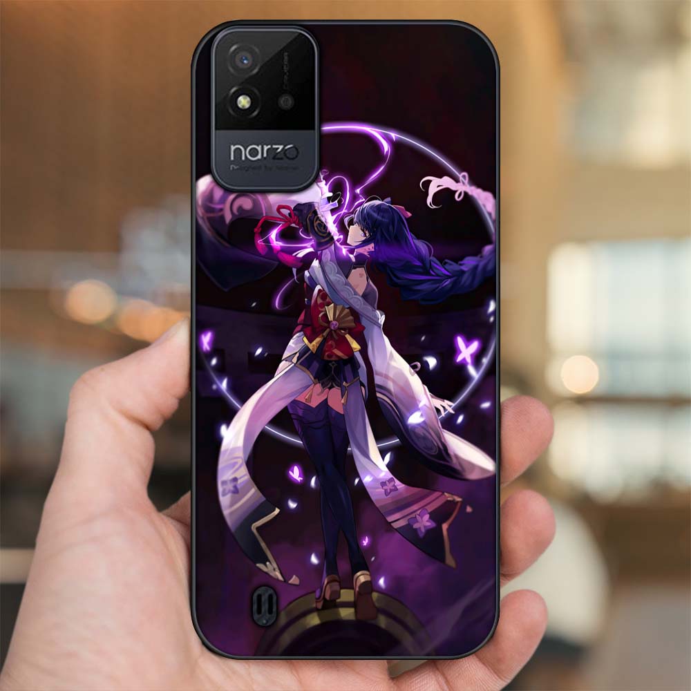 Ốp lưng Realme Narzo 50i viền đen in hình Raiden Shogun Genshin Impact