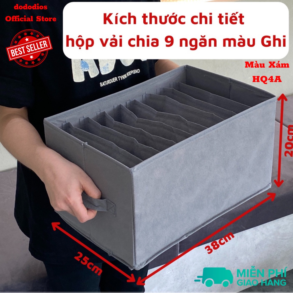 Hộp vải chia 11 ngăn độc quyền dododios lõi dày 2mm rất cứng cáp đựng quần jeal áo thun áo len