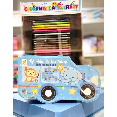 Bộ màu vẽ đa năng Colormate hộp nhựa 70 Chi Tiết, quà tặng cho bé - COLORMATE