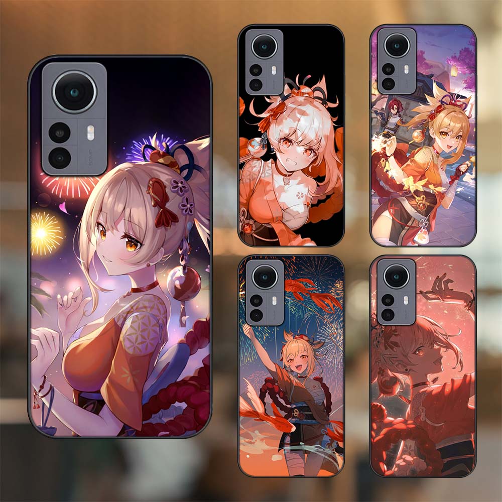 Ốp lưng Xiaomi 12 Pro 5G viền đen in hình Yoimiya Genshin Impact