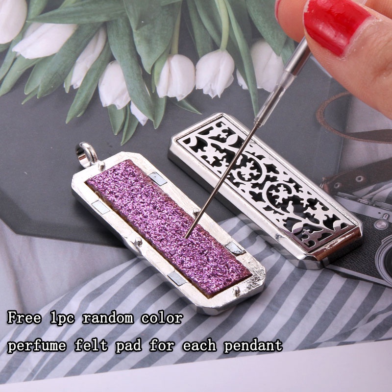 Vòng cổ Khuếch Tán Tinh Dầu / Nước Hoa Khóa Nam Châm Hình Chữ Nhật Bằng Inox