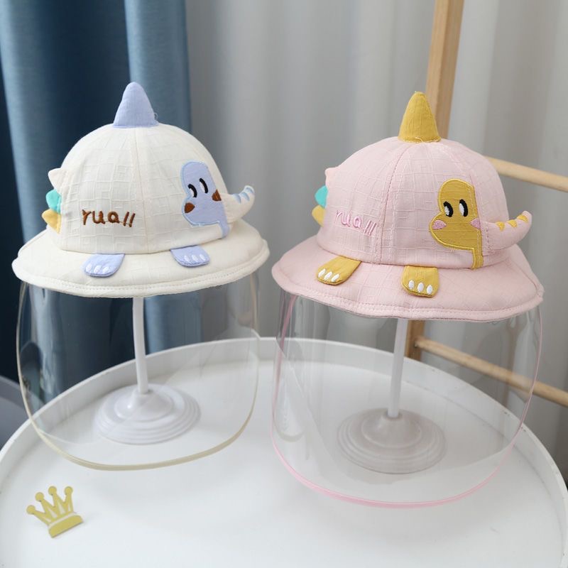 Babyfair Mũ Bảo Vệ Mặt Cho Bé Họa Tiết Khủng Long Unisex Cotton Chống Bụi Nắng Có Thể Điều Chỉnh Trẻ Em
