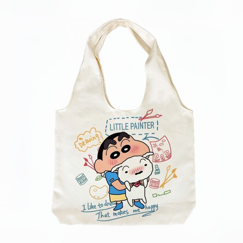 Túi Đeo Vai Vải Canvas In Hoạt Hình Cậu Bé Bút Chì Shin-Chan Thời Trang 2023 Cho Học Sinh
