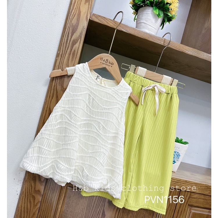 Set áo ren quần tăm đũa xanh cho bé gái