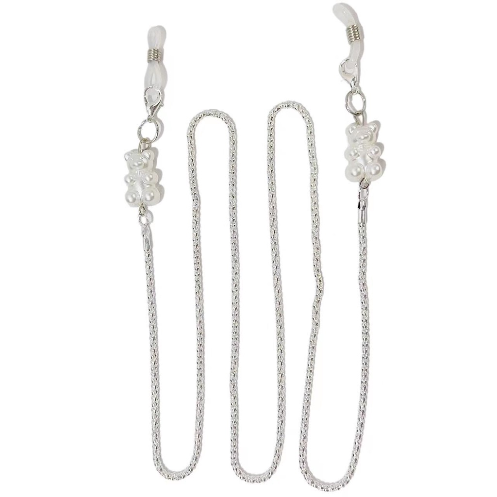 Dây Đeo Mắt Kính Bằng Hợp Kim Bạc Hình Gấu Trắng Hoạt Hình Phong Cách Hàn Quốc Đơn Giản