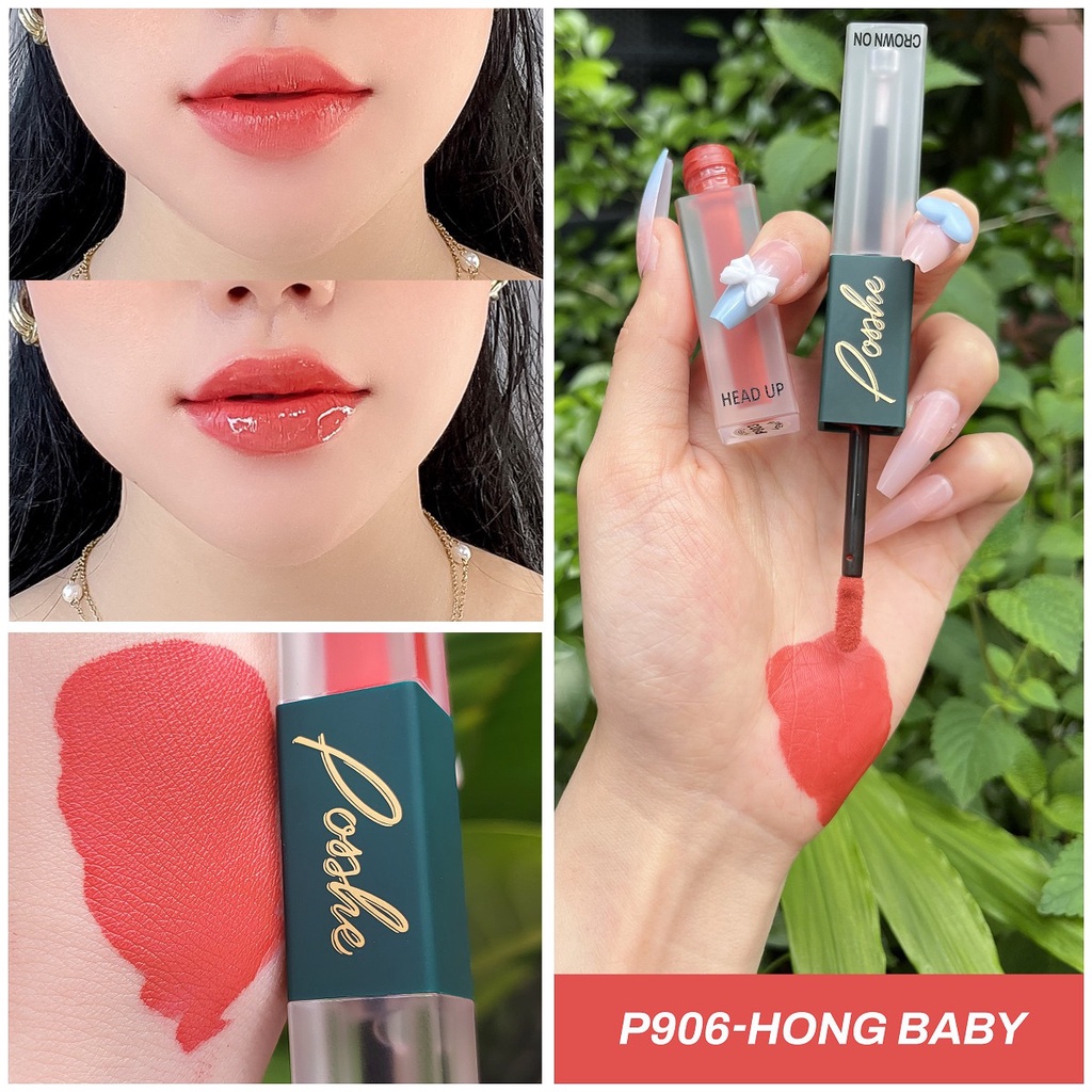 Son Kem 2 Đầu Posshe Siêu Lì Không Trôi Màu P906 - Hồng Baby - Mua 2 Cây Tặng Sáp Dưỡng Môi Và Sáp Tẩy Trang Môi Posshe
