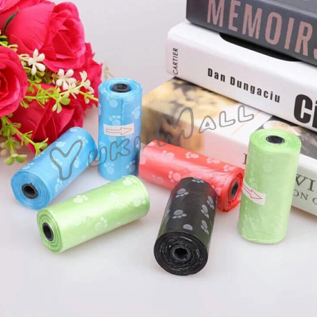 Túi Yuki Poop Di Động Chó Màu Hỗn Hợp 1 Gói 12 Cuộn (Màu Hỗn Hợp) Rác Cho Thú Cưng