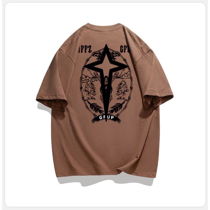 Áo Phông Tay Lỡ Cổ Tròn In Họa Tiết Thánh Giá Basicc 100% Cotton Thoáng Khí