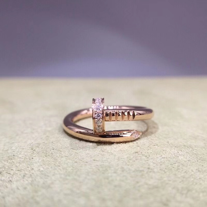 Nhẫn Thép Titan Mạ Vàng Hồng 18k Đính Kim Cương Giả Không Phai Màu Thời Trang Dễ Phối Đồ