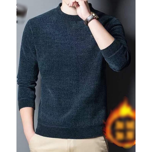 Áo nhung nam cổ tròn lót lông,  áo nam cá sấu hot hit