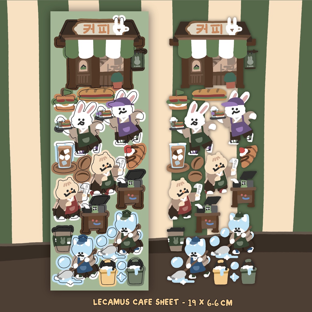LECMUS CAFE STICKER SHEET DỄ THƯƠNG TRANG TRÍ SỔ TAY HỌC TẬP