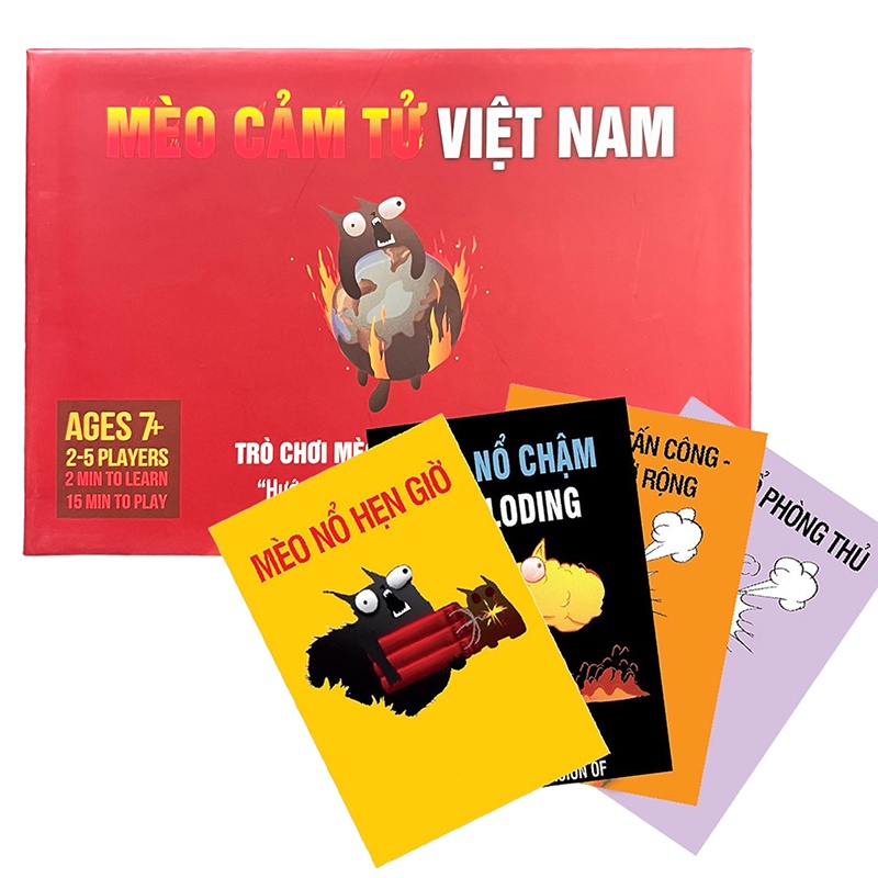 Set Mèo quậy Tưng Bừng: Combo thẻ bài Mèo đỏ + 4 Bản Mở Rộng Việt Hóa Bản Đẹp boardgame nhóm vui nhộn