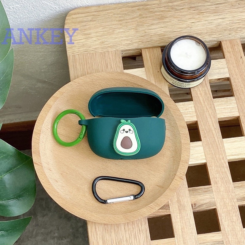 Soundpeats Free2 Classic Case Cute Avocado cartoon Ring Chain Rope Earphone Case Silicone Shockproof Protect Box