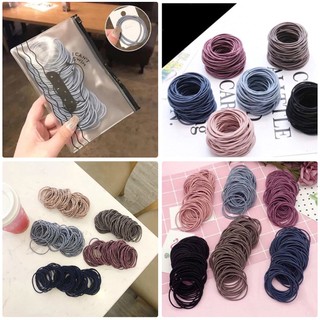 SET 100 dây buộc tóc nữ màu đen