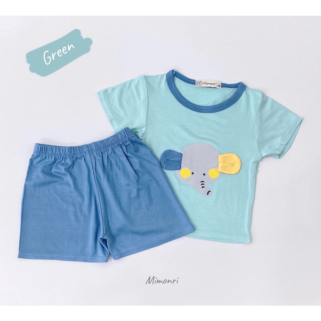 [SALE] Bộ cộc tay chất thun lạnh họa tiết tai thú voi thoáng mát cho bé (QATE532)