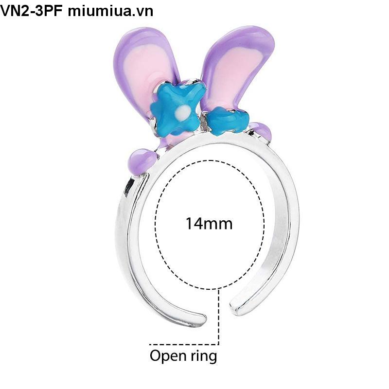 Nhẫn Hở Hình Tai Thỏ Hoạt Hình Đáng Yêu Trang sức Thời trang Cá Tính Hàn Quốc