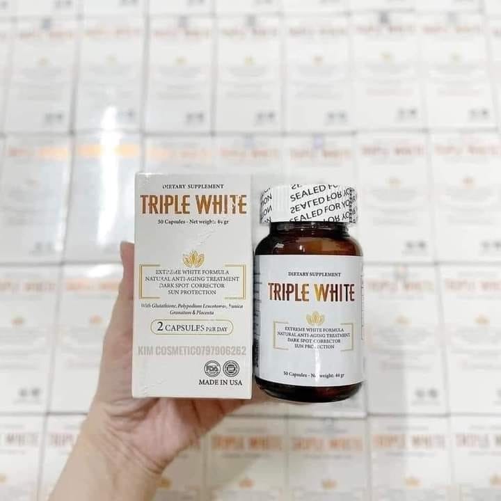 [CHÍNH HÃNG] Viên uống Triple white, Viên uống Glutathione 1200 mg Hộp 50v