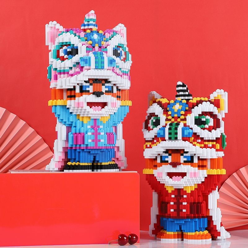 Lắp ráp mô hình Hổ Múa Lân cỡ lớn 35cm, bé chơi vui khỏe mẹ trang trí nhà