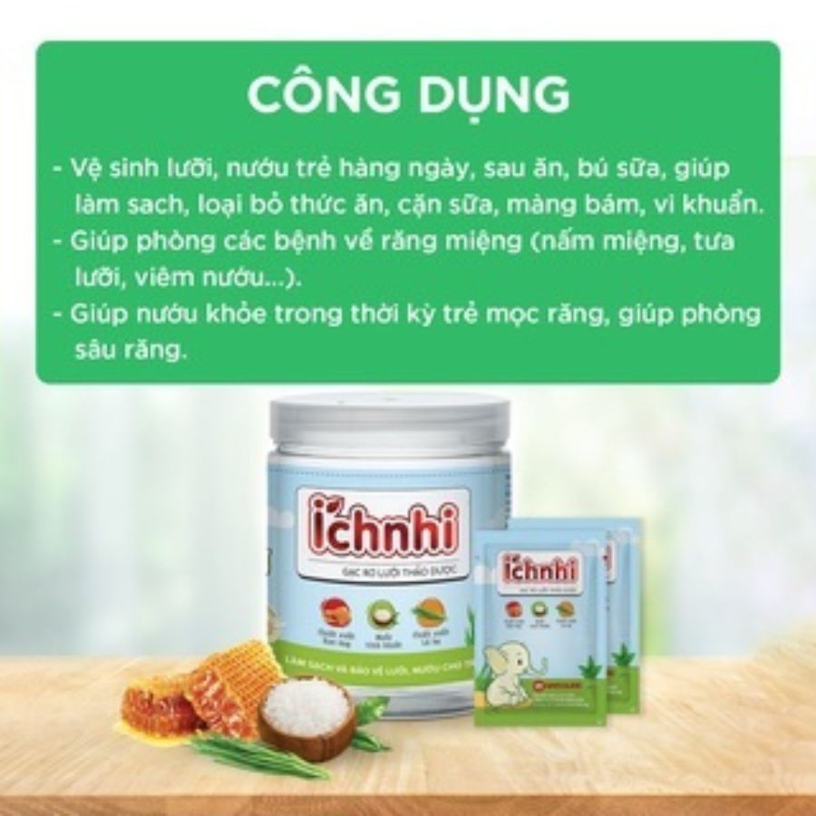 [ComBo 3 hộp] Gạc rơ lưỡi thảo dược Ích Nhi hộp 30 gói giúp vệ sinh răng miệng, làm sạch và bảo vệ nướu trẻ sơ sinh